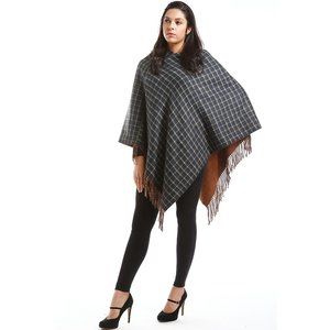 LOF Loose Checkered and Plaid Pullover Poncho